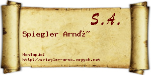 Spiegler Arnó névjegykártya